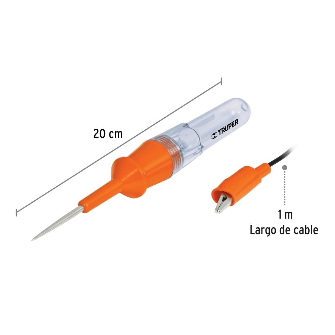 13986 PROBADOR DE CORRIENTE DIRECTA TRUPER DE 20 CM CON CAIMAN