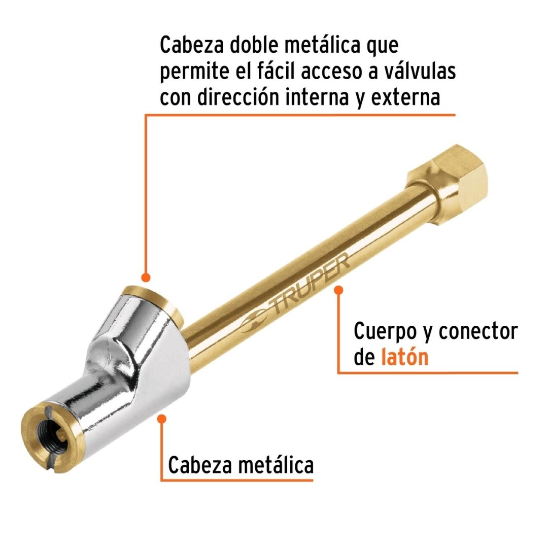 19089 VALVULA INFLADOR TRUPER CABEZA DOBLE 1/4 NPT