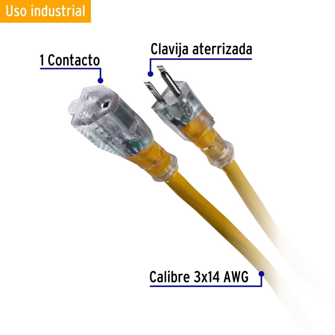 48068 EXTENSION ELECTRICA VOLTECK POLARIZADA 3X14 AWG 15MTS