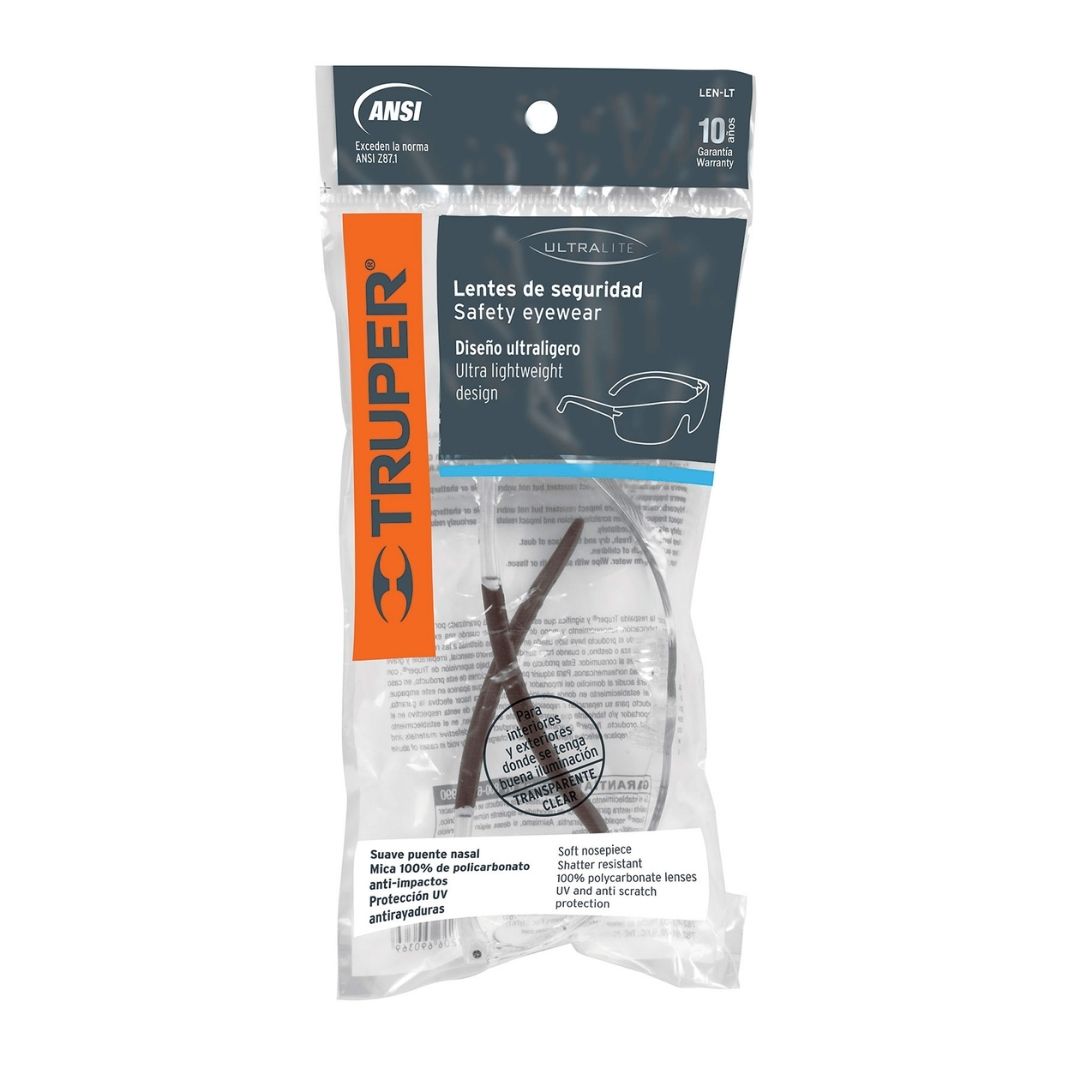 14293 LENTES DE SEGURIDAD TRUPER TRANSPARENTE ULTRA LIGERO