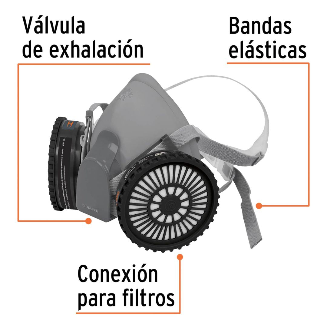 13731 KIT RESPIRADOR PROFESIONAL TRUPER CON CARTUCHOS PINTURA Y PESTICIDA