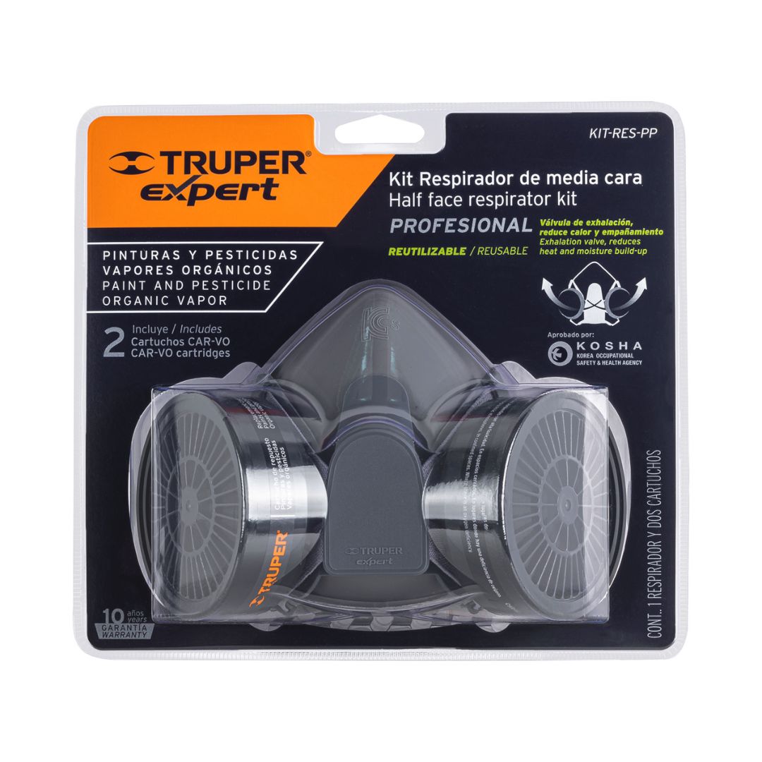 13731 KIT RESPIRADOR PROFESIONAL TRUPER CON CARTUCHOS PINTURA Y PESTICIDA