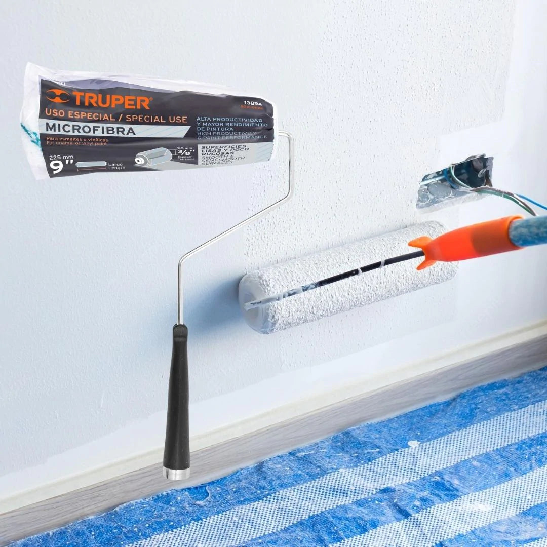 13894 RODILLO PARA PINTAR TRUPER 9" X 3/8" MICROFIBRA SUP. POCO RUGOSAS