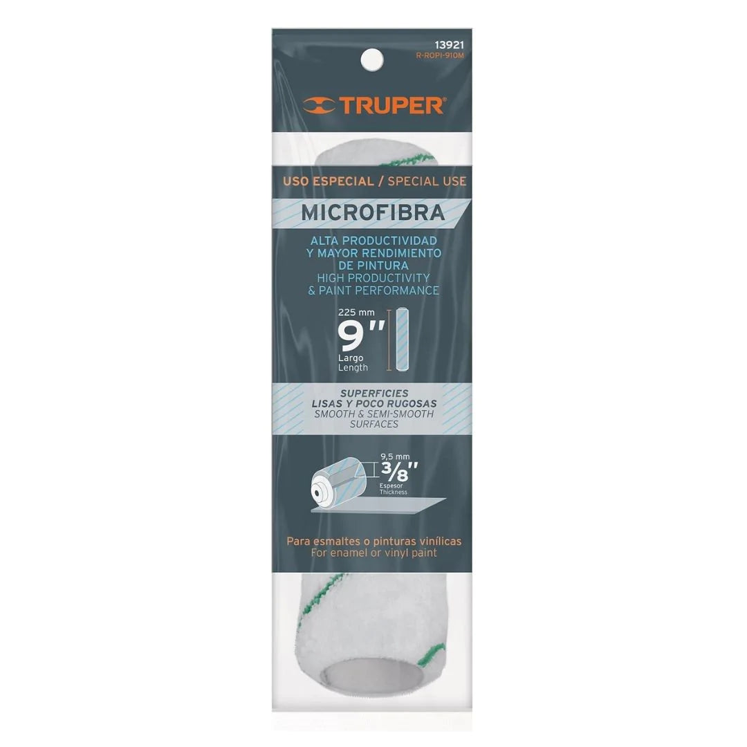 13921 FELPA P/RODILLO MICROFIBRA TRUPER 9X3/8" SUPERFICIES POCO RUGOSAS