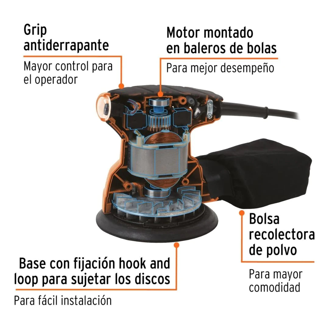 15398 LIJADORA ROTO ORBITAL 5" 260 W PROFESIONAL TRUPER