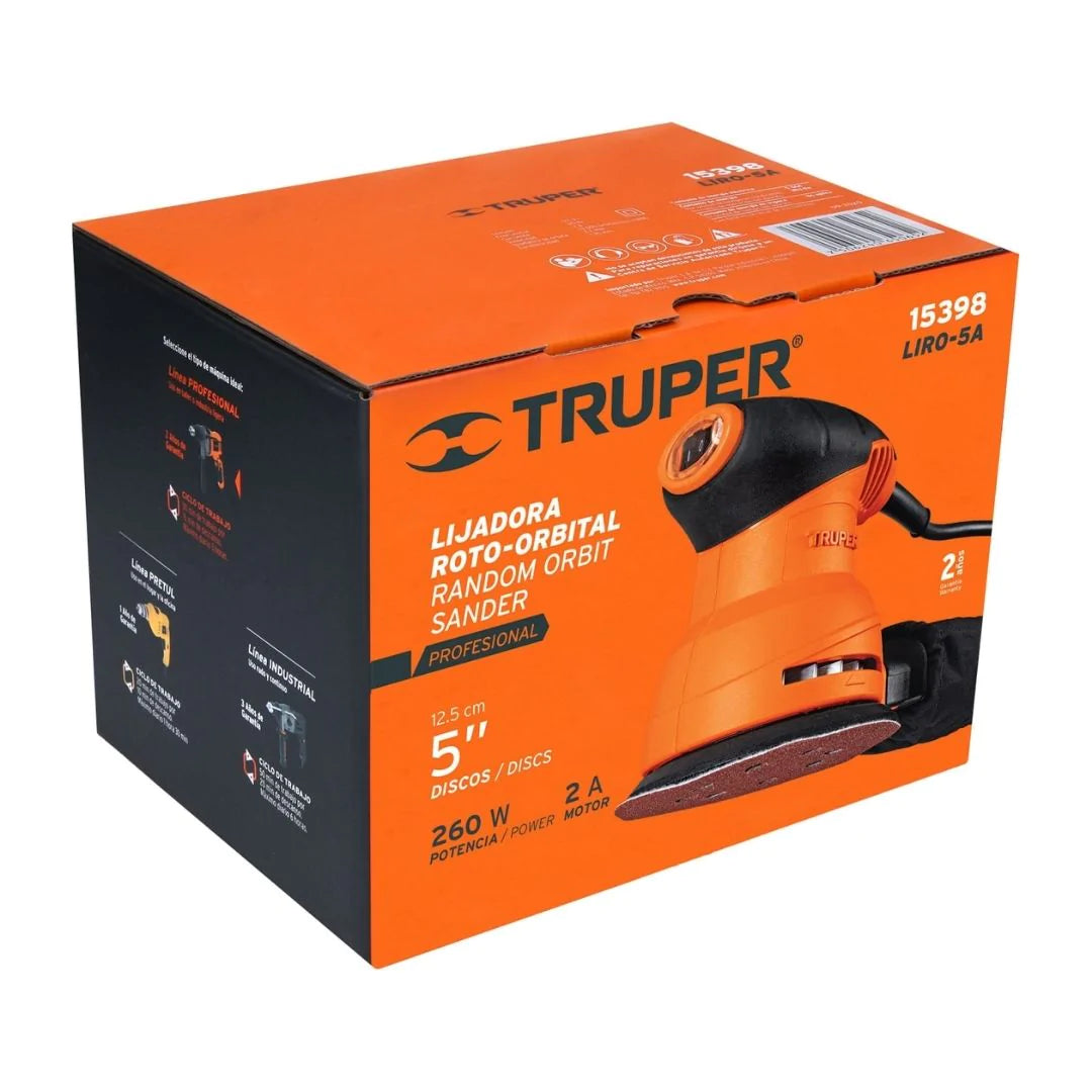 15398 LIJADORA ROTO ORBITAL 5" 260 W PROFESIONAL TRUPER