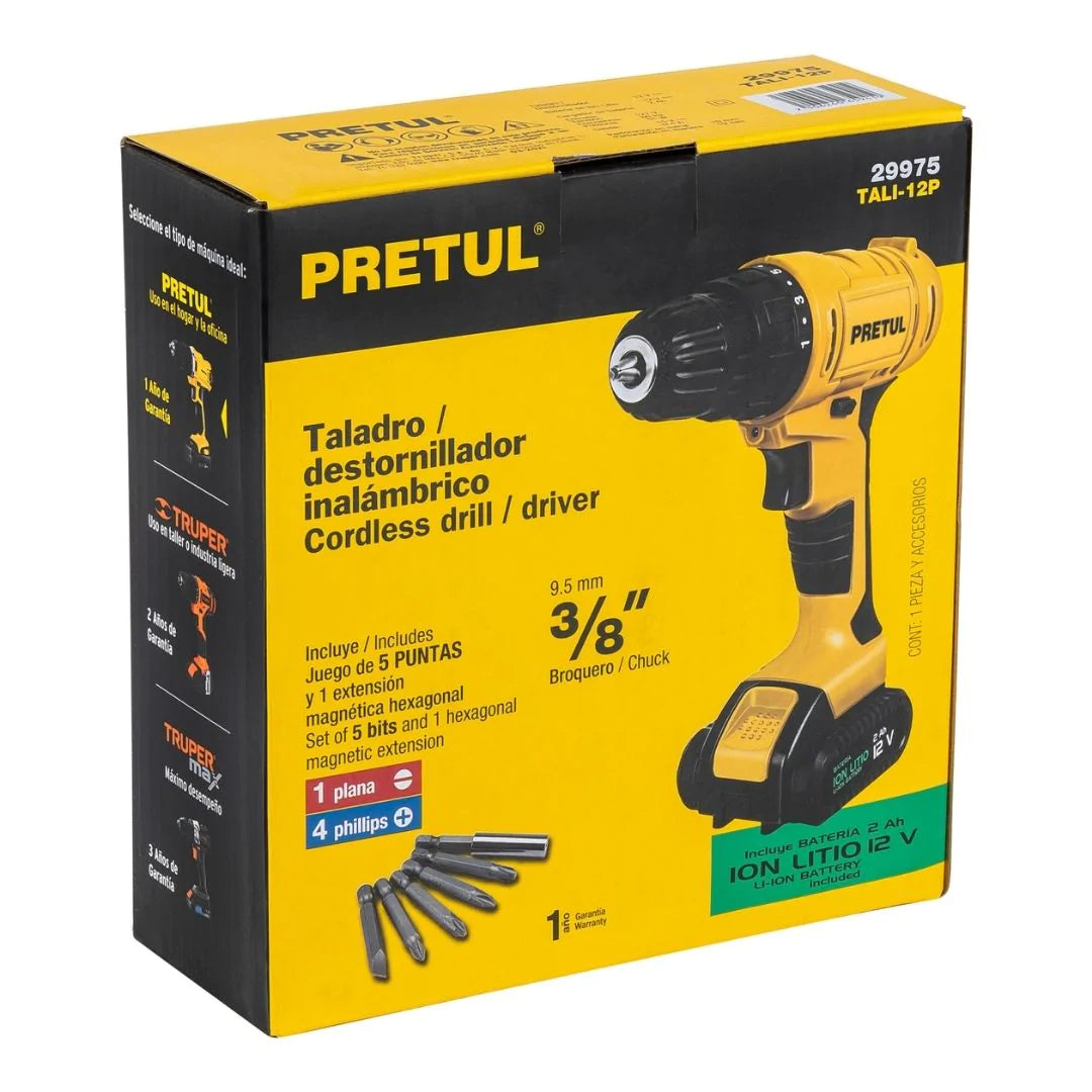 29975 TALADRO INALÁMBRICO 3/8" 12 V PRETUL