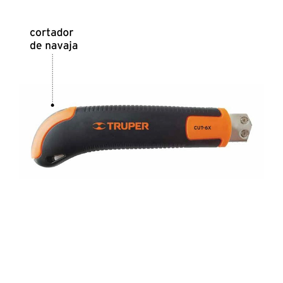 Cutter profesional Navaja Retráctil 18 mm. Truper TRUPER